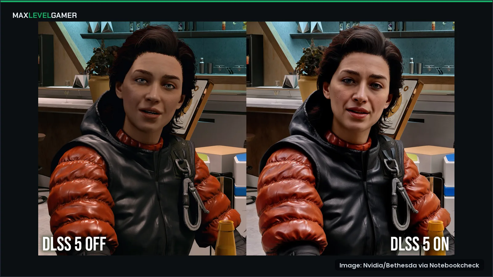 Starfield shown with DLSS 5 neural rendering in a side by side comparison